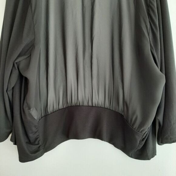PENNINGTONS | Mixed Media Open Front Sheer Back Cardigan Black Neutral Sz 3X - Picture 9 of 14